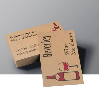 Business card printed on recycled Kraft