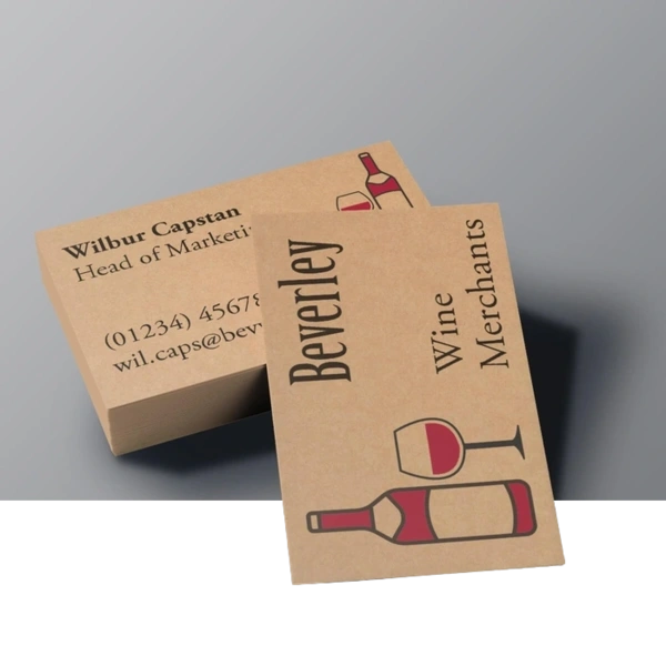 Business card printed on recycled Kraft